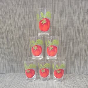 6 Vintage Swanky Swig Tomato Juice Glasses, 3-3/4"
